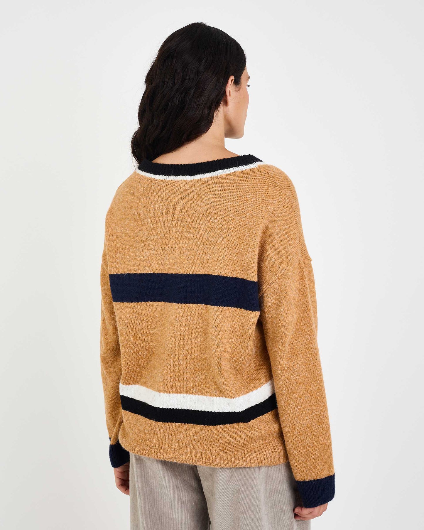 STRIPED MOS STRIPED KNIT COAT