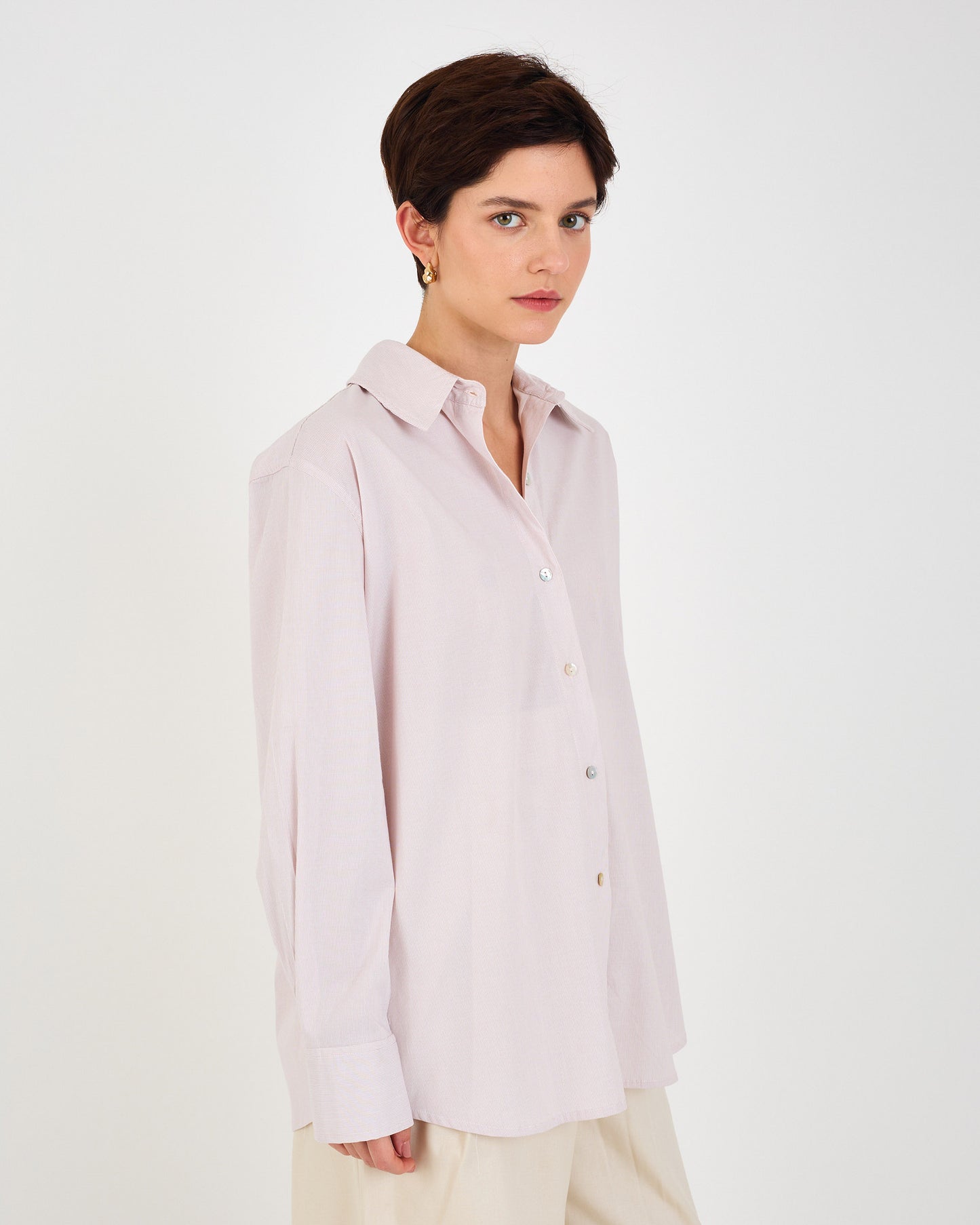 PINK STRIPED TIC STRIPED SHIRT