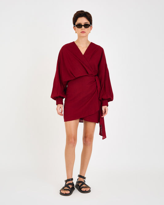 BURGUNDY SAY LOOSE DRESS
