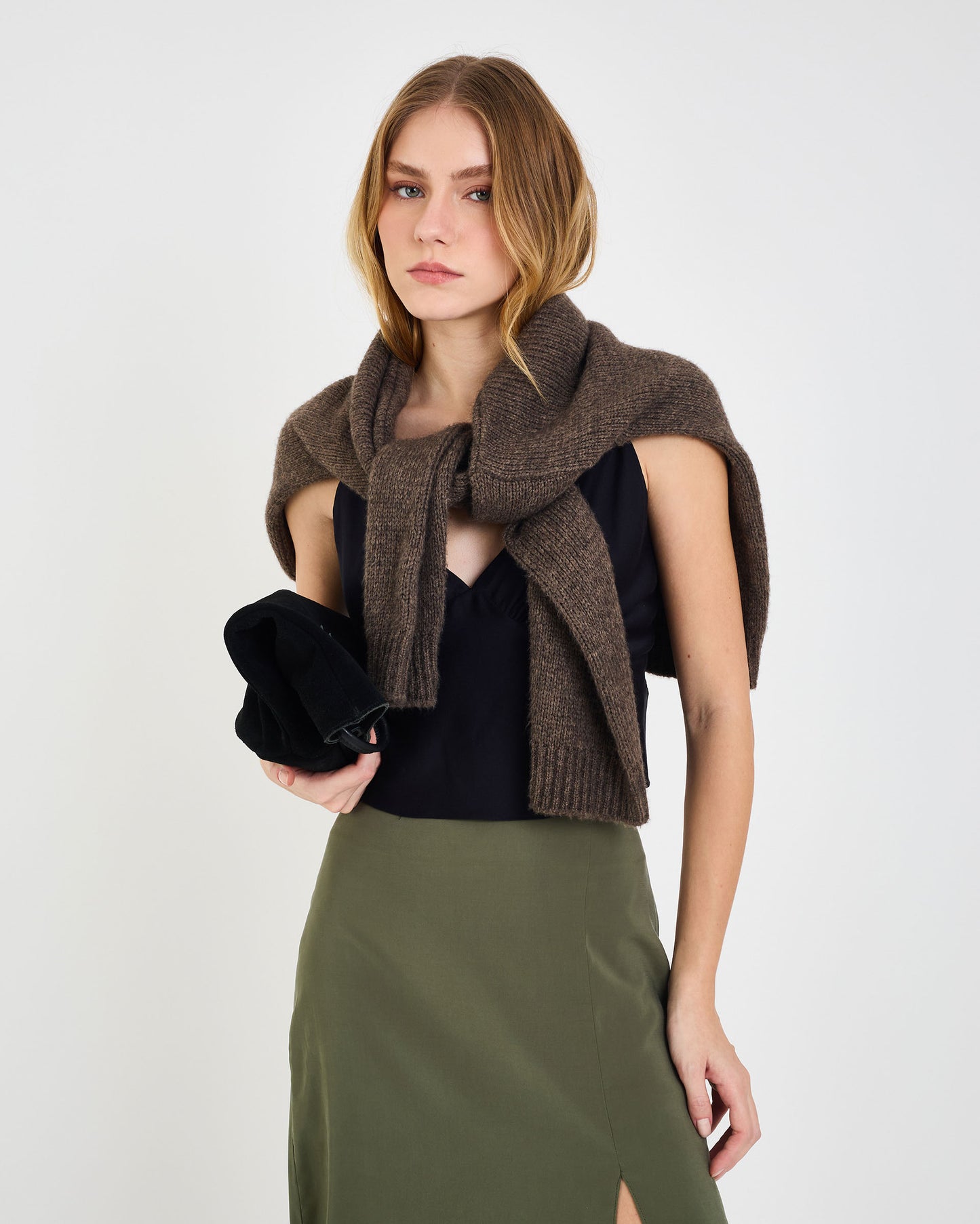 BLACK TEX PADDED BLOUSE