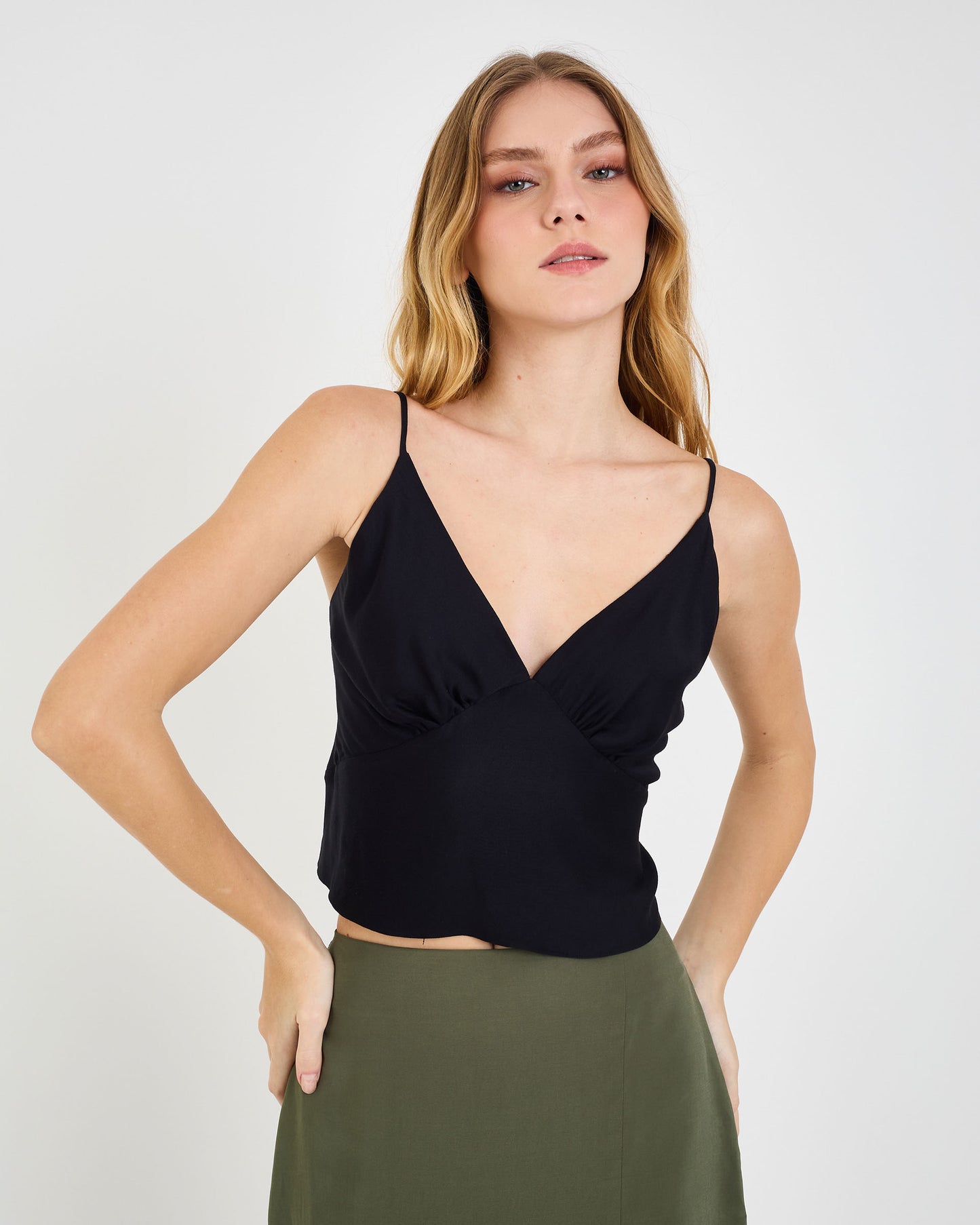 BLACK TEX PADDED BLOUSE