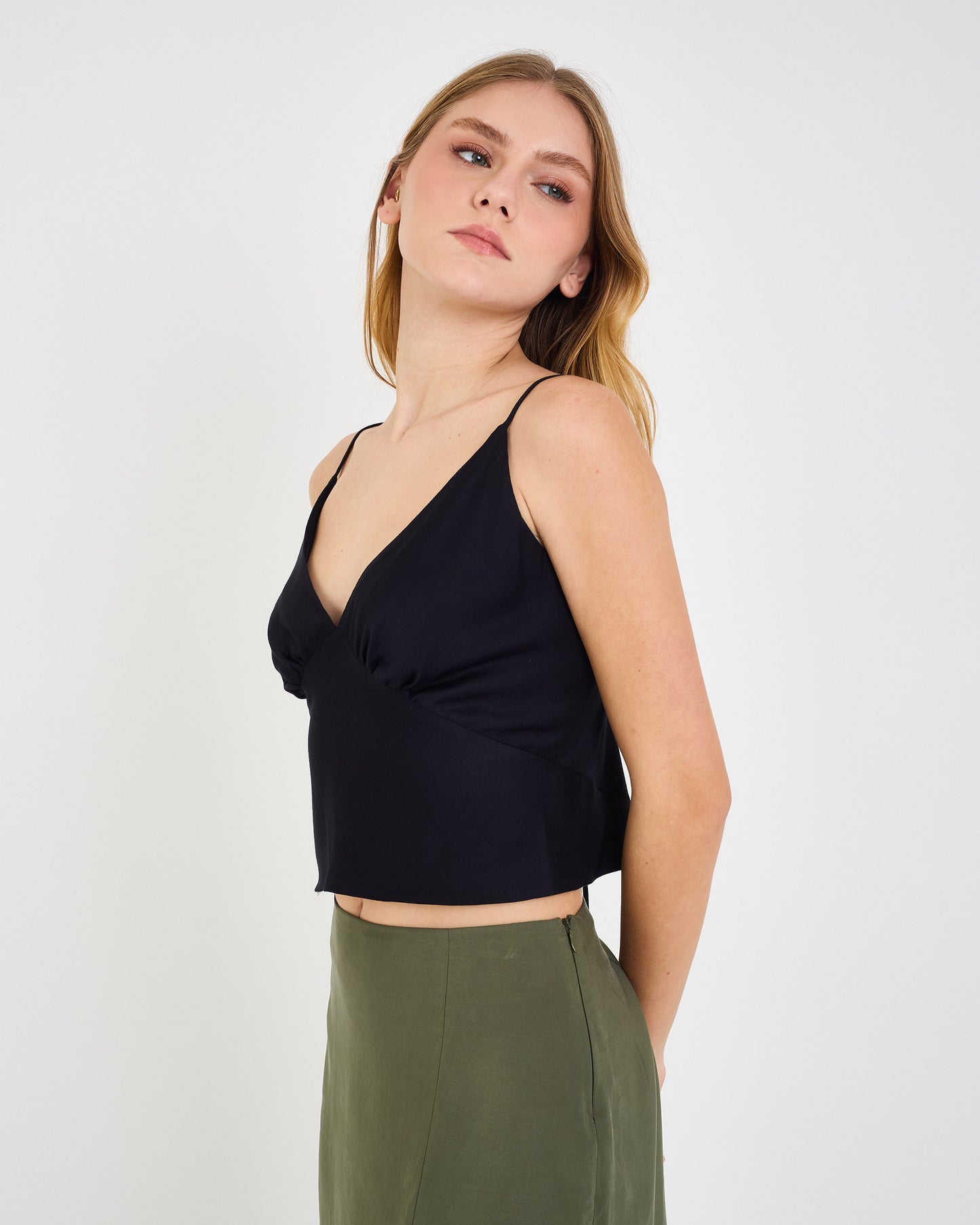 BLACK TEX PADDED BLOUSE